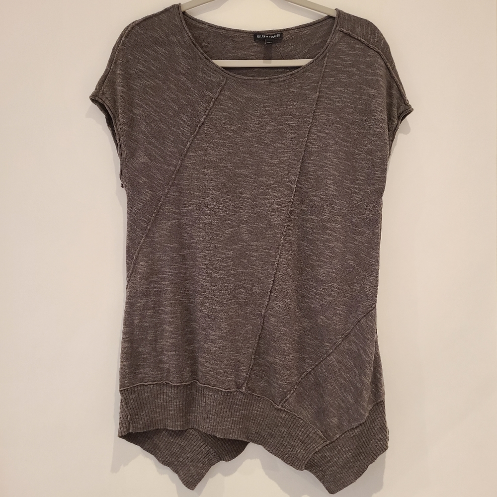 Eileen Fisher Linen Cotton Blend Asymmetrical Top